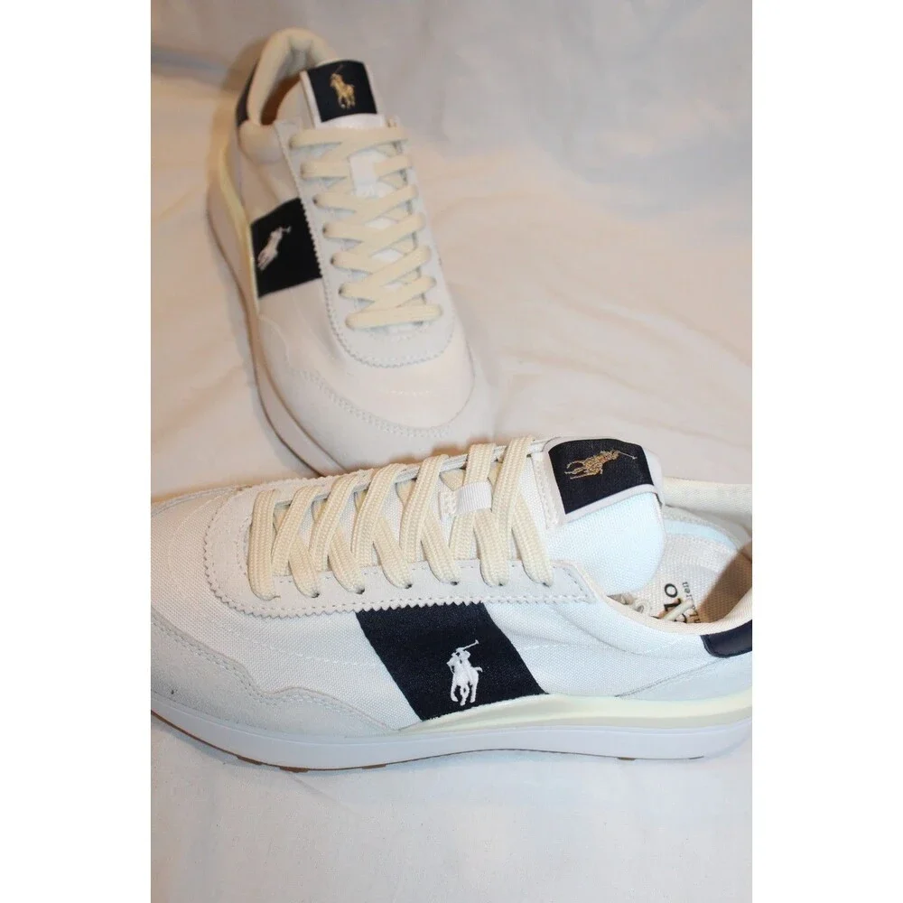 Polo Ralph Lauren Men's Train 89 Athletic Sneakers Suede Nylon White NEW SZ 7.5 - Picture 3 of 8